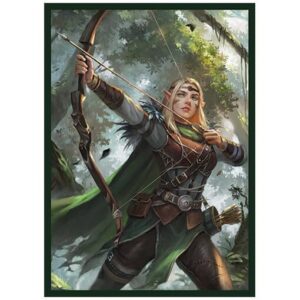 fantasy north - aelwyn alorr - wood elf ranger - 100 smooth matte tcg trading card sleeves - fits magic mtg commander pokemon and other card games - playing card sleeves