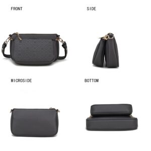 MKF Collection Shoulder Bag for Women, Crossover Handbag Purse Top-Handle Crossbody Bag Black