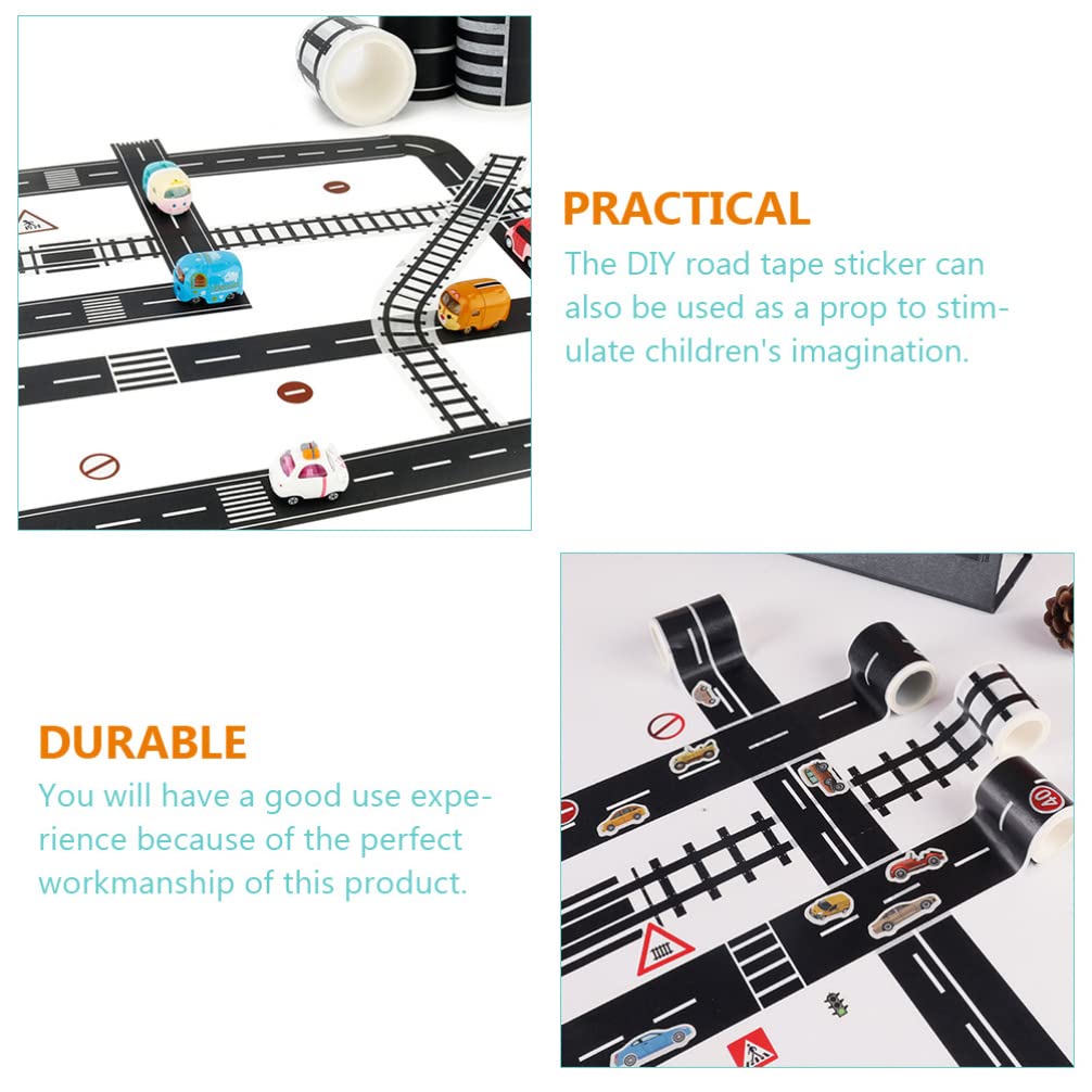 Toyvian Road Race Track Sticker Roll for Toy Car Trains Toy Tape Stickers Railway Road Tape Train Track Removable Tape for Kids Toys Removable Trains Tight Curves Stick to Floors Walls Train Track