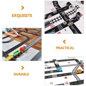 Toyvian Road Race Track Sticker Roll for Toy Car Trains Toy Tape Stickers Railway Road Tape Train Track Removable Tape for Kids Toys Removable Trains Tight Curves Stick to Floors Walls Train Track