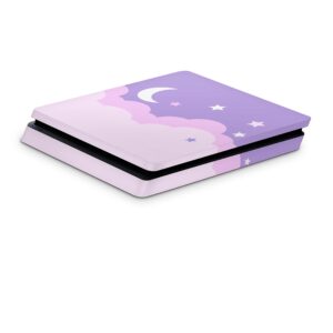 zoomhitskins compatible with ps 4 slim, moon pastel purple pink kawaii anime cloud stars, durable & fit, easy to install, 3m vinyl, made in the usa