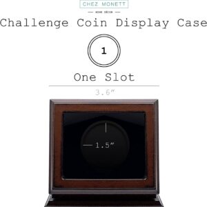 Chez Monett Challenge Coin Display Case Walnut Color 1.5-1.75 Inch 38-44.5 mm Coin Holder 1 Slot