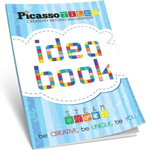 picassotiles 50 piece race car track + ideabook with over 150+ ideas, magnet diy playset 2 light up car stem learning kit hand-eye coordination fine motor skill training, unique innovative creations