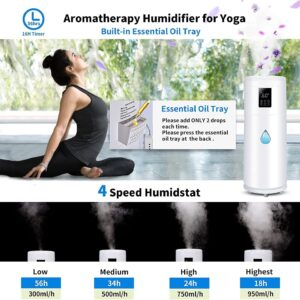 Humidifiers for Large Room Home Bedroom 2000 sq.ft. 17L/4.5Gal Large Humidifier with Extension Tube & 4 Speed Mist,Top Fill Wholehouse Humidifier with 360°Nozzle for Plant Office Commercial Greenhouse