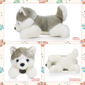 HyDren Christmas Husky Stuffed Animals with 4 Baby Huskies Cute Dog Plush Set Kawaii Husky Soft Pillow Dolls for Girls Birthday Wedding Anniversary Presents Home Sofa Decor, 11 Inch, 4 Inch