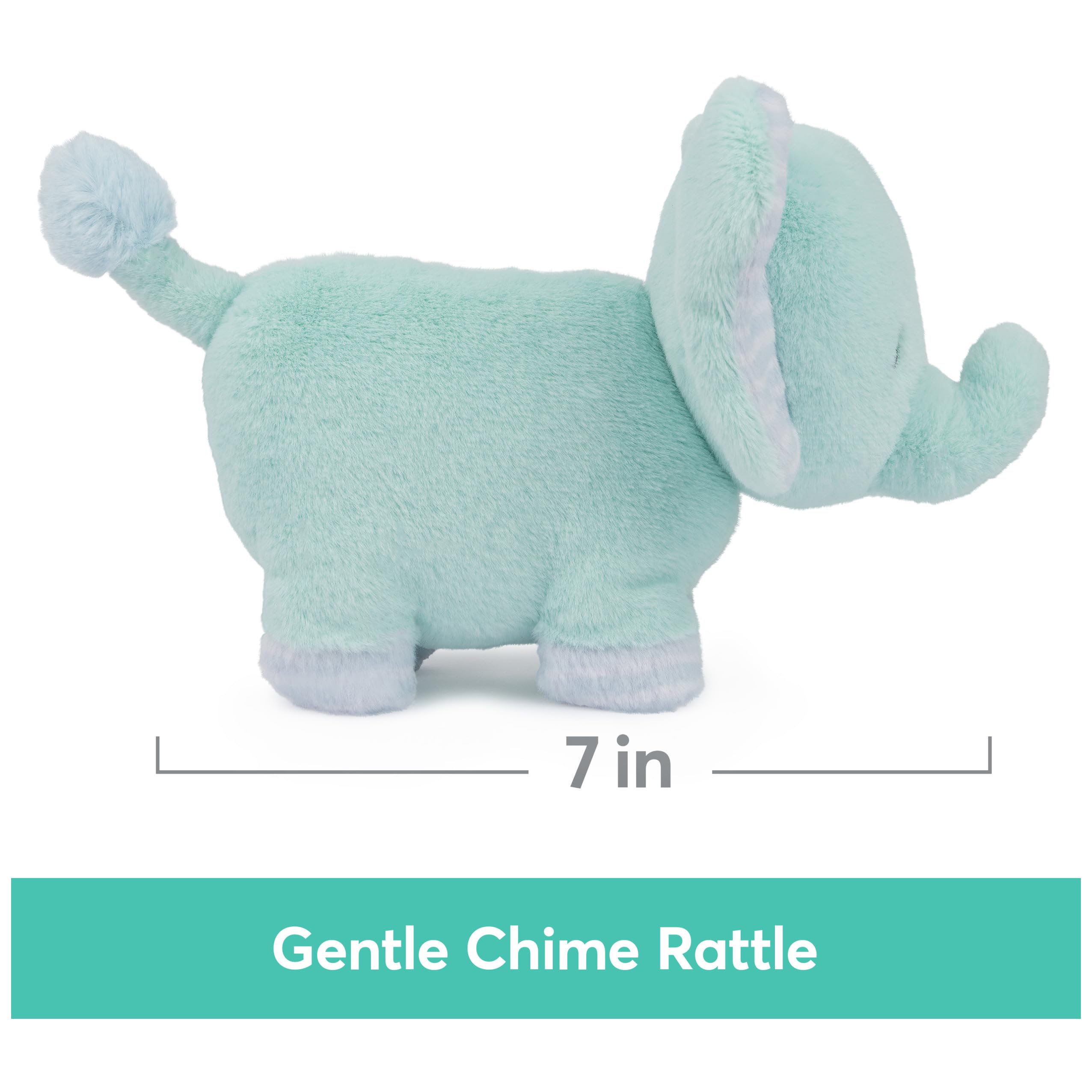 GUND Baby Safari Friends Collection Plush Elephant with Chime, Sensory Toy Stuffed Animal for Babies and Newborns, Teal, 7"