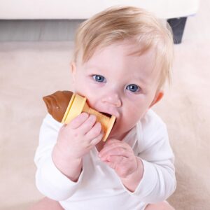 Smily Mia Freezer Teether for Babies 12-18Months,Freezable Ice Cream Toy for 6-12Months Babies,Cold Water Soother for 3-6Months for Teething Pian Relief, Choclate Brown