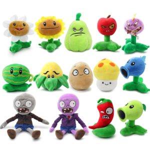 maikerry 14pcs plants and zombies plush vs toys sets pvz plush stuffed toys soft figure doll great birthday gifts for boys and girls