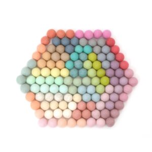 glaciart one felt pom poms, wool felt balls (120 pieces) 2.5 cm – 1 inch, handmade felted 30 pastel colors (green, pink, blue, yellow and more) bulk small puff for felting and garland