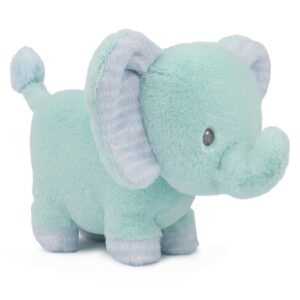 gund baby safari friends collection plush elephant with chime, sensory toy stuffed animal for babies and newborns, teal, 7"