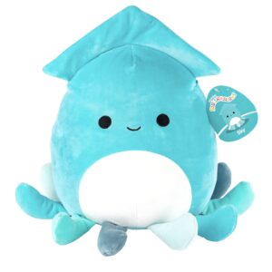 squishmallows 10-inch sky the teal squid - official jazwares plush - collectible soft & squishy sea stuffed animal toy - add to your squad - gift for kids, girls & boys