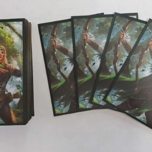 Fantasy North - Aelwyn Alorr - Wood Elf Ranger - 100 Smooth Matte TCG Trading Card Sleeves - Fits Magic MTG Commander Pokemon and Other Card Games - Playing Card Sleeves