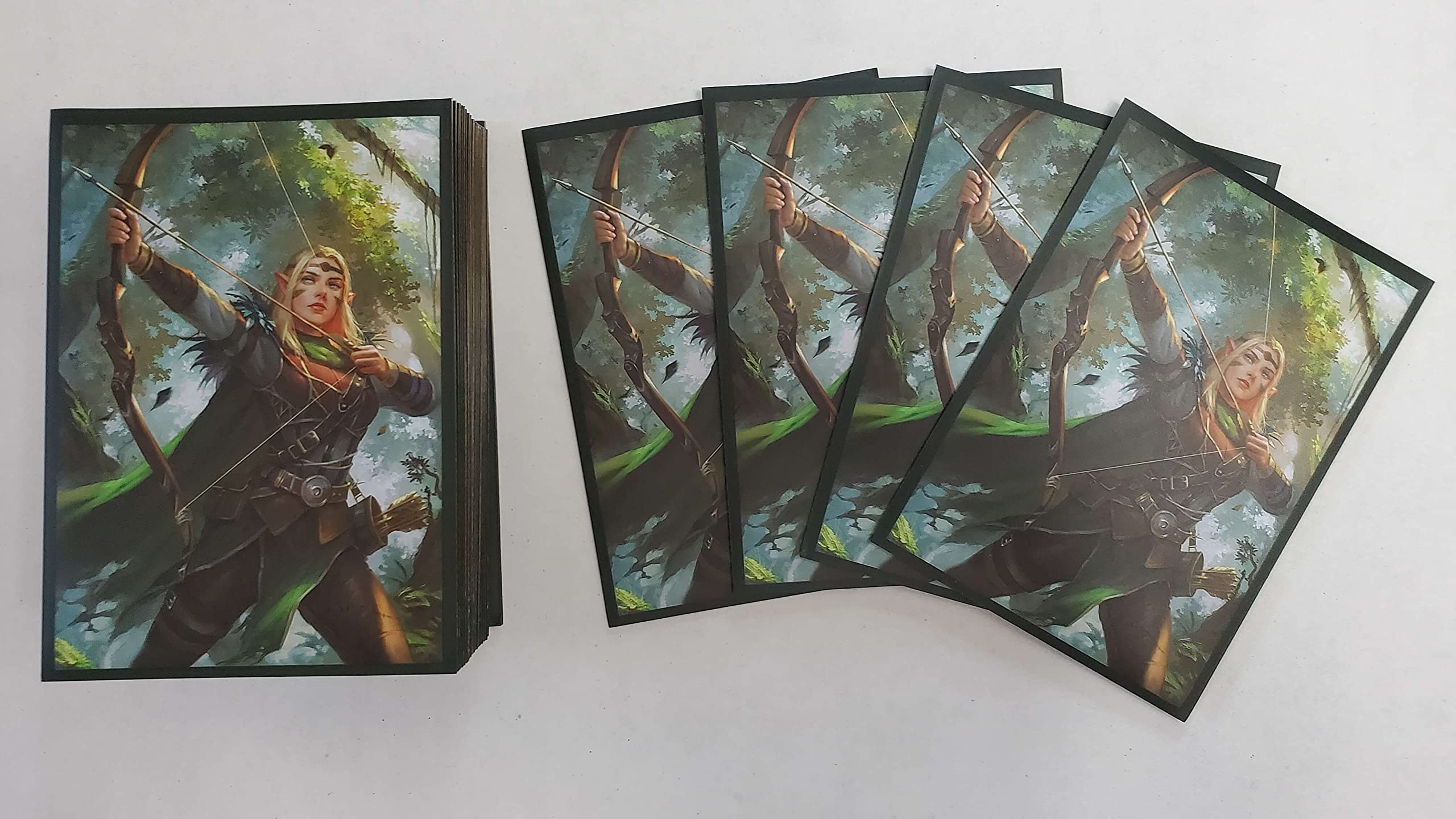 Fantasy North - Aelwyn Alorr - Wood Elf Ranger - 100 Smooth Matte TCG Trading Card Sleeves - Fits Magic MTG Commander Pokemon and Other Card Games - Playing Card Sleeves