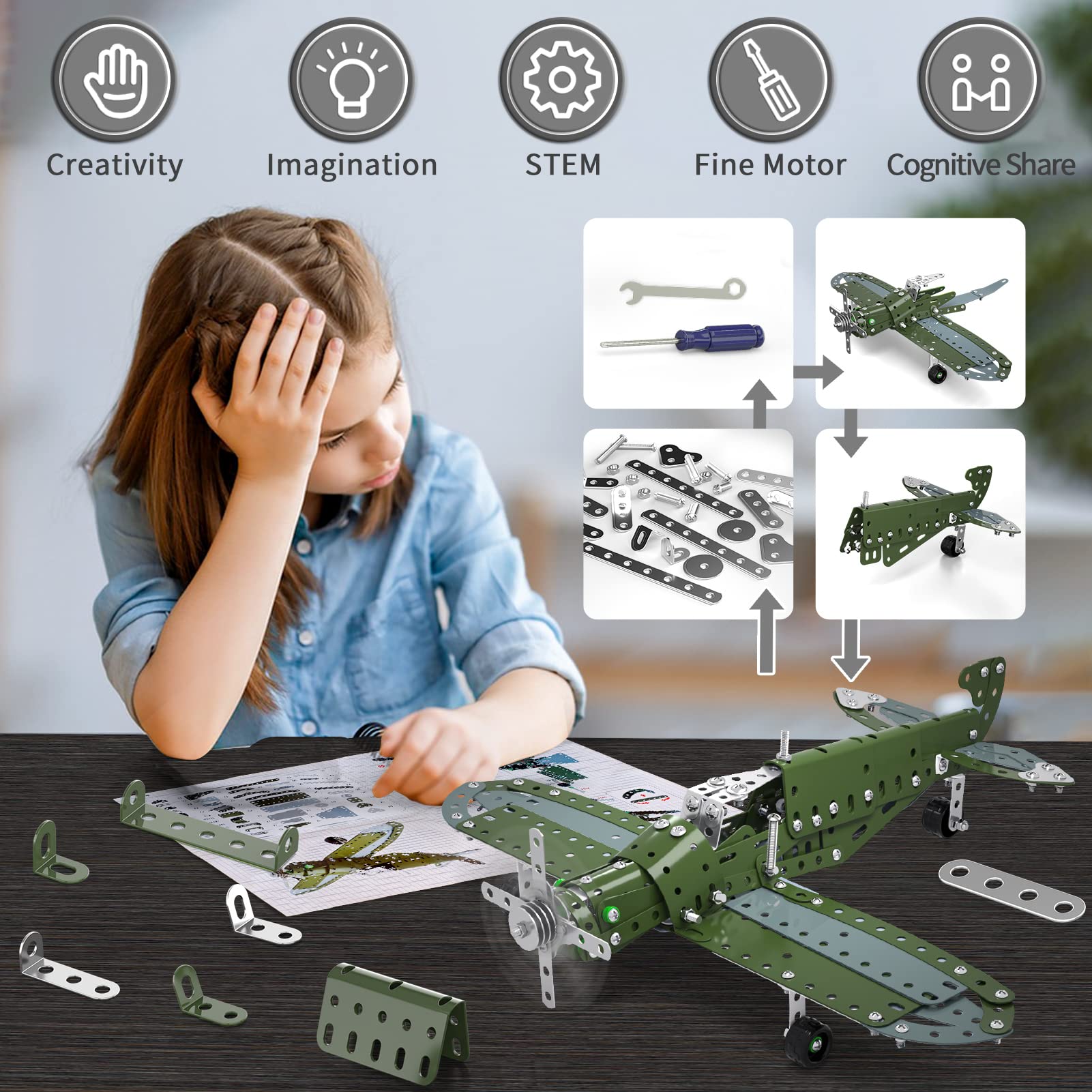 Garbo Star STEM Building Projects Model Airplane Set - 285 Pieces STEM Project Building Toys for Kids Ages 8-12-16, Assembly Science Kit Educational Birthday Gift for Kids Boys 8 9 10 11 12 Years Old