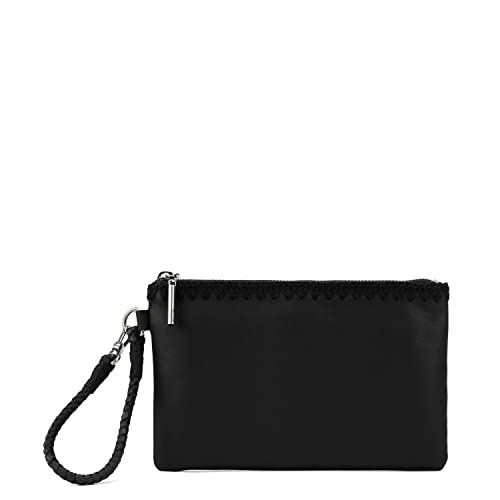 The Sak Vita Wristlet in Leather, Convertible Design with Adjustable Straps, Black