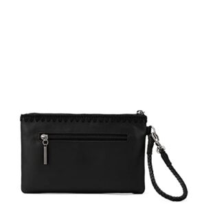 The Sak Vita Wristlet in Leather, Convertible Design with Adjustable Straps, Black