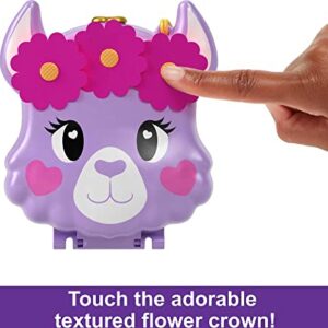 Polly Pocket Compact Playset, Llama Camp Adventure with 2 Micro Dolls & 13 Accessories, Travel Toy with Surprise Reveals