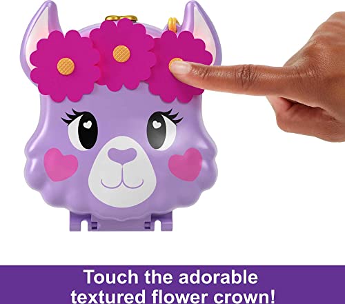 Polly Pocket Compact Playset, Llama Camp Adventure with 2 Micro Dolls & 13 Accessories, Travel Toy with Surprise Reveals