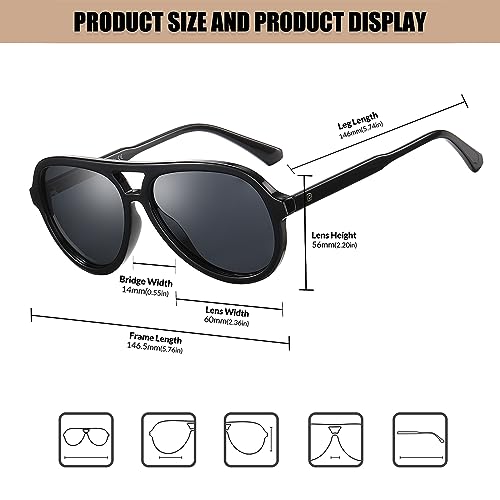 DUCO Retro Aviator Polarized Sunglasses Women Men Vintage Double Bridge Sun Glasses Classic Shades DC1208