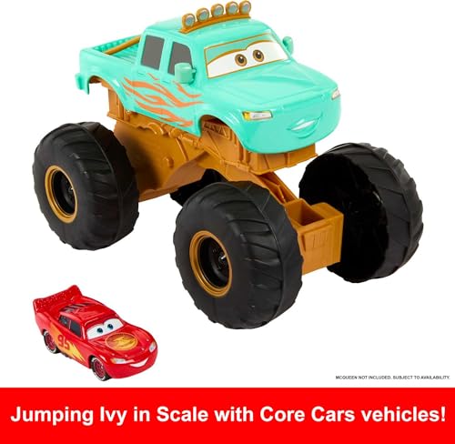 Mattel Disney and Pixar Cars On The Road Toys, Circus Stunt Ivy Vehicle, Jumping Monster Truck Inspired by Mattel Disney+ Show