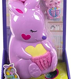 Polly Pocket 2-in-1 Travel Toy Playset, Animal Toy with 2 Dolls & Accessories, Mama & Joey Kangaroo Purse Large Compact