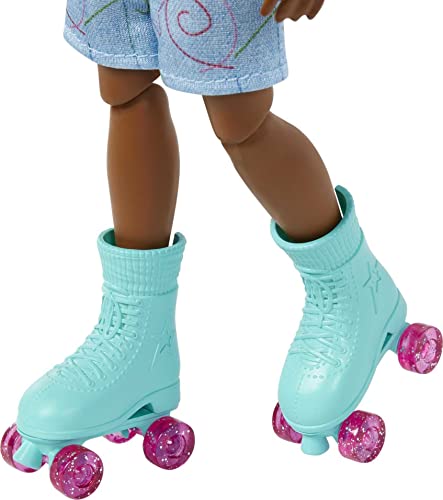 Mattel Karma’s World Roller Skating Mattel Karma Doll with Dog Figure, Set Includes Collectible Record & Accessories