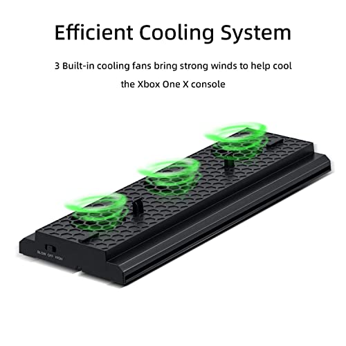 Mcbazel Vertical Cooling Stand for Xbox One X, Cooling Fan Stand with 3 USB Ports and Light Bar Compatible with Xbox One X Console Only - Black