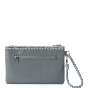 The Sak Vita Wristlet in Leather, Convertible Design with Adjustable Straps, Dusty Blue