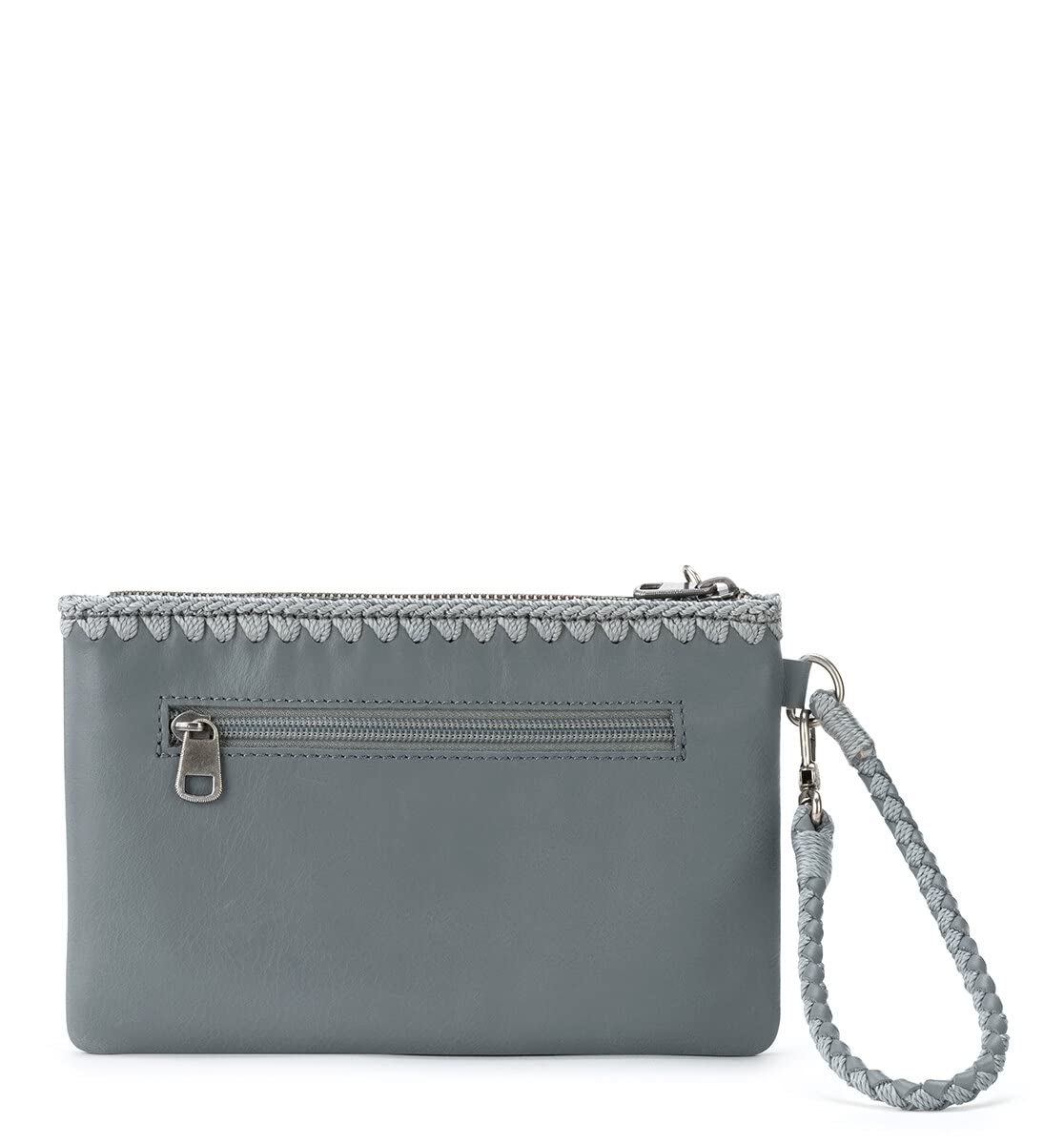 The Sak Vita Wristlet in Leather, Convertible Design with Adjustable Straps, Dusty Blue