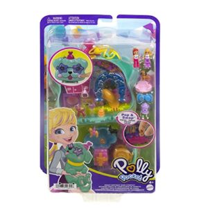 Polly Pocket Compact Playset, Doggy Birthday Bash with 2 Micro Dolls & Accessories, Travel Toy with Surprise Reveals