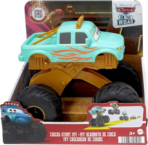 Mattel Disney and Pixar Cars On The Road Toys, Circus Stunt Ivy Vehicle, Jumping Monster Truck Inspired by Mattel Disney+ Show