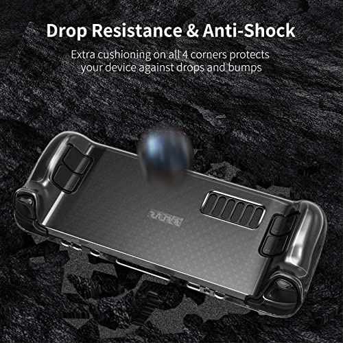 HEYSTOP Steam Deck Case Clear, Protective Case for Steam Deck, Compatible with Steam Deck 2022, TPU Soft Cover Protector with Full Protection, Shock-Absorption, Anti-Slip & Scratch Design