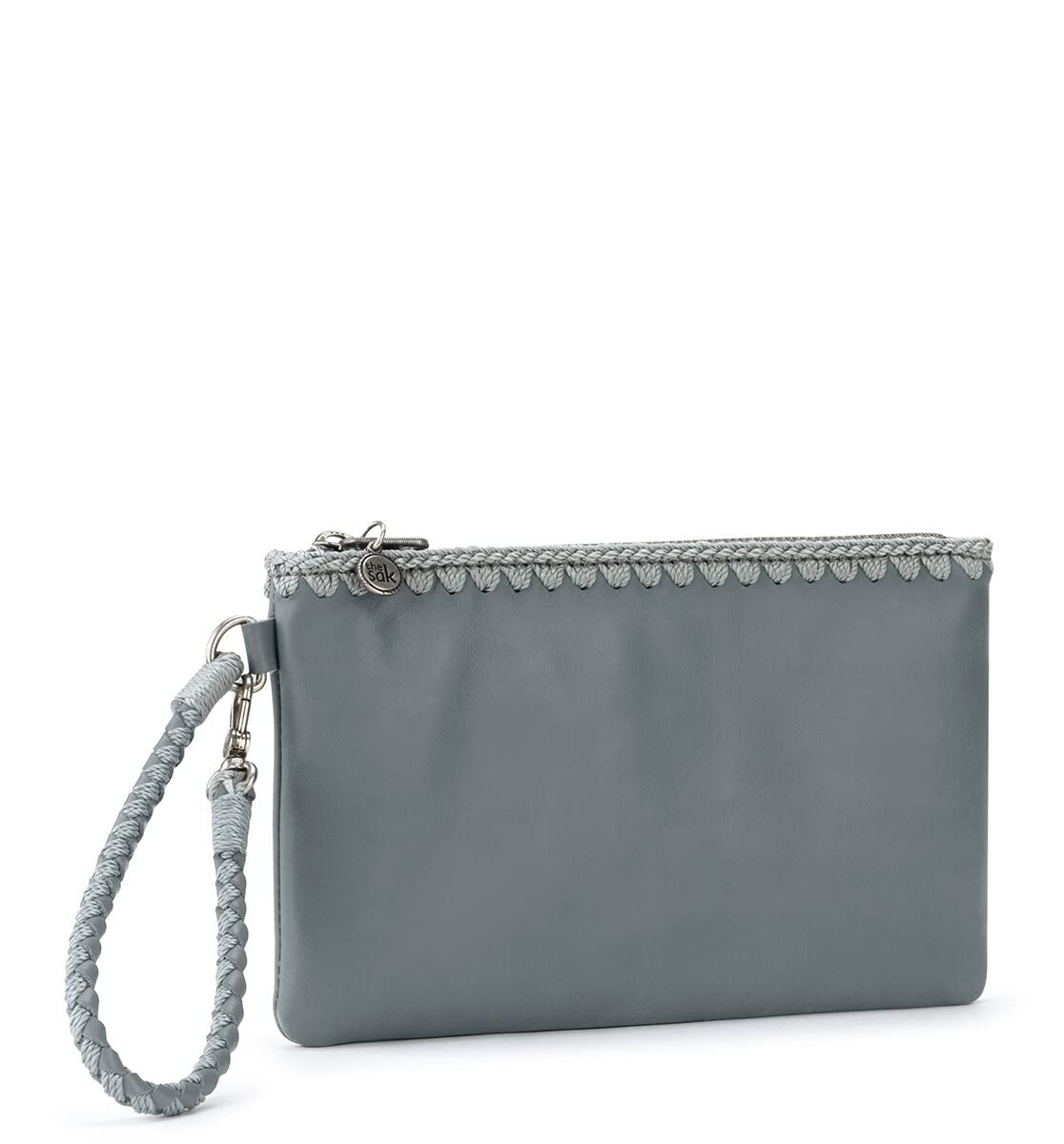 The Sak Vita Wristlet in Leather, Convertible Design with Adjustable Straps, Dusty Blue