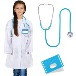 boyiee 3 pcs doctor costume for kids toddler doctor lab coat halloween dress up doctor pretend play set stethoscope for girls boys(7t)