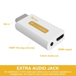 Wii to HDMI Converter, Wii to hdmi Adapter HDMI for Wii Adapter with 3.5mm Audio Jack Out 1080p 720p Supports All Wii Display Modes for HDTV, Monitor