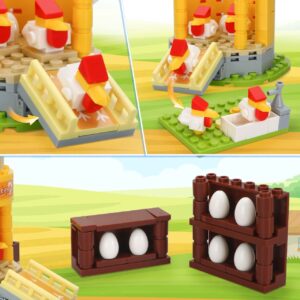 intWiWdela Chicken Coop Building Blocks Toys Hen-House Farm Animal Toys for Kids, 257 Pieces Farm House with Hen Chick Egg Farm Life Education Toys Gift for Girls Boys Aged 6+