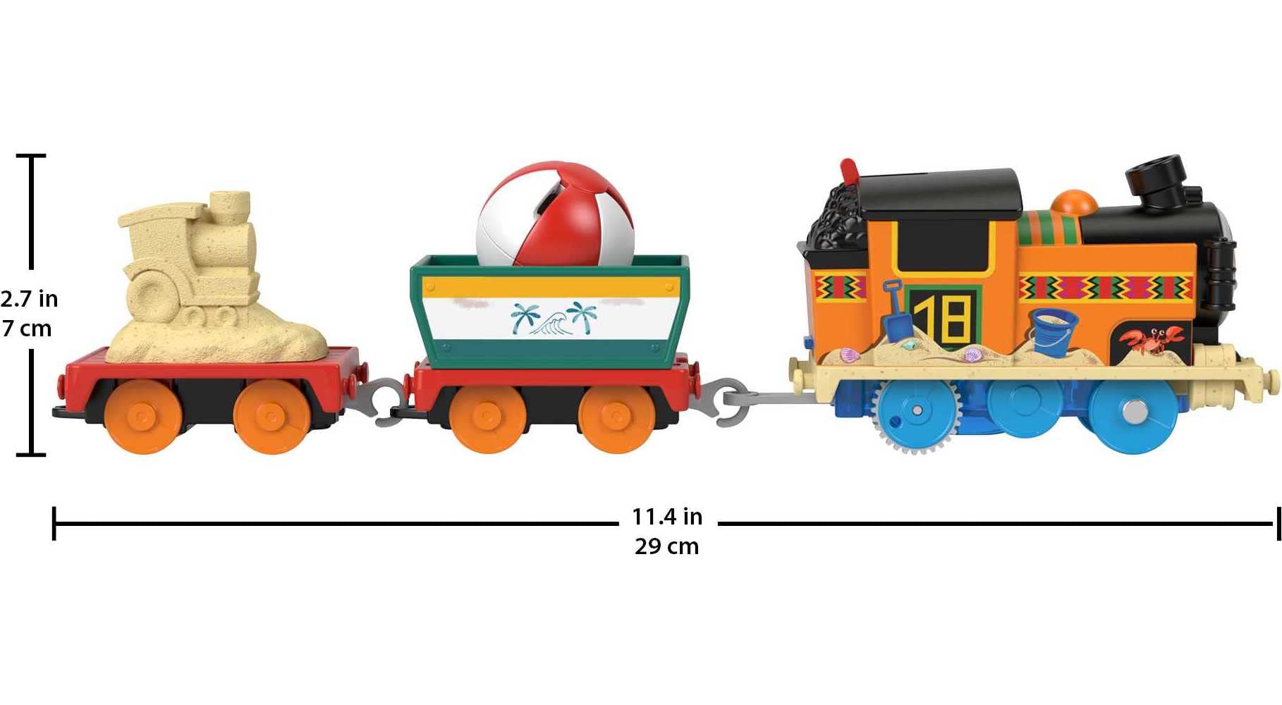 Thomas & Friends Motorized Toy Train Beachy Nia Battery-Powered Engine with Beach Ball Cargo for Preschool Kids Ages 3+ Years