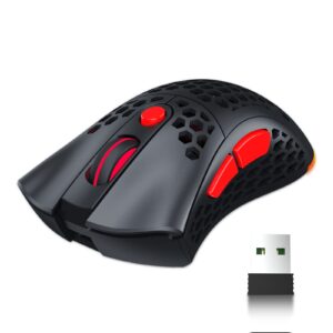 RAZEAK Wireless Gaming Mouse X33-10000 CPI - 2.4 G and USB C Wired Dual-Mode Gamer Mouse - Honeycomb Lightweight 6 Programmable Buttons Ergonomic RGB Mouse for PC/MAC/Xbox/PS5