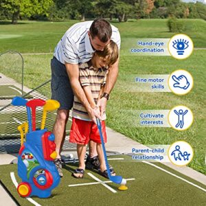 Liberry Toddler Golf Set, Upgraded Kids Golf Cart with Unique Shoulder Strap Design, Indoor and Outdoor Golf Toys for Boys and Girls Aged 1-5 Years Old