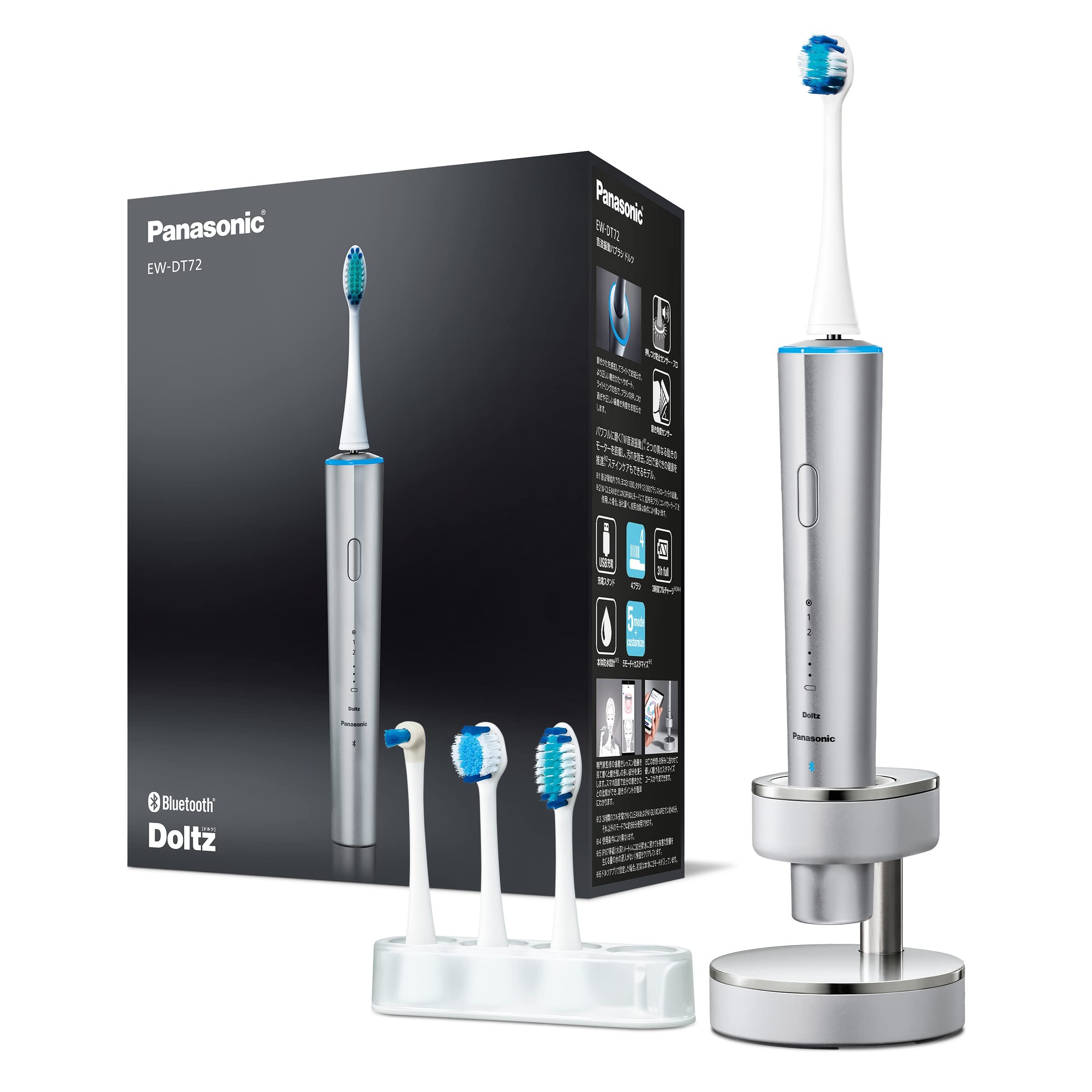 Panasonic EW-DT72-S Doltz Top Model Silver with Bluetooth Light Ring Function Electric Toothbrush AC100-240V Shipped from Japan Released in 2022