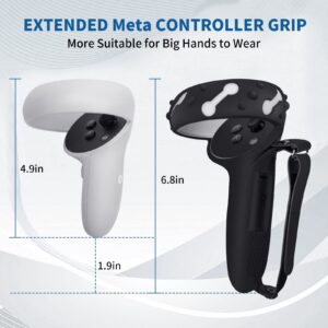 Controller Grips Cover for Oculus Quest 2,Anti-Throw Strap with Battery Opening,Extended Controller Grips Covers Suitable for Large Hands(Black)