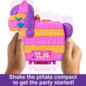 Polly Pocket Compact Playset, Pinata Party with 2 Micro Dolls & Accessories, Travel Toys with Surprise Reveals