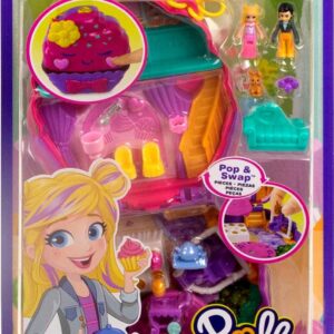 Polly Pocket Compact Playset, Something Sweet Cupcake with 2 Micro Dolls & Accessories, Travel Toys with Surprises