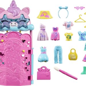 Polly Pocket Dolls & Playset, Unicorn Toy with 2 Dolls & 19 Fashion Accessories, Glam It Up Style Studio