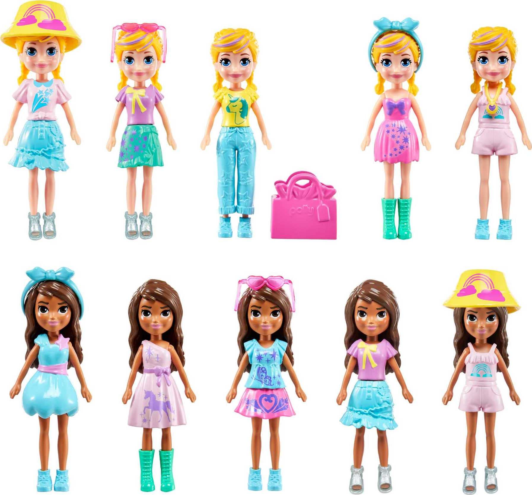 Polly Pocket Dolls & Playset, Unicorn Toy with 2 Dolls & 19 Fashion Accessories, Glam It Up Style Studio