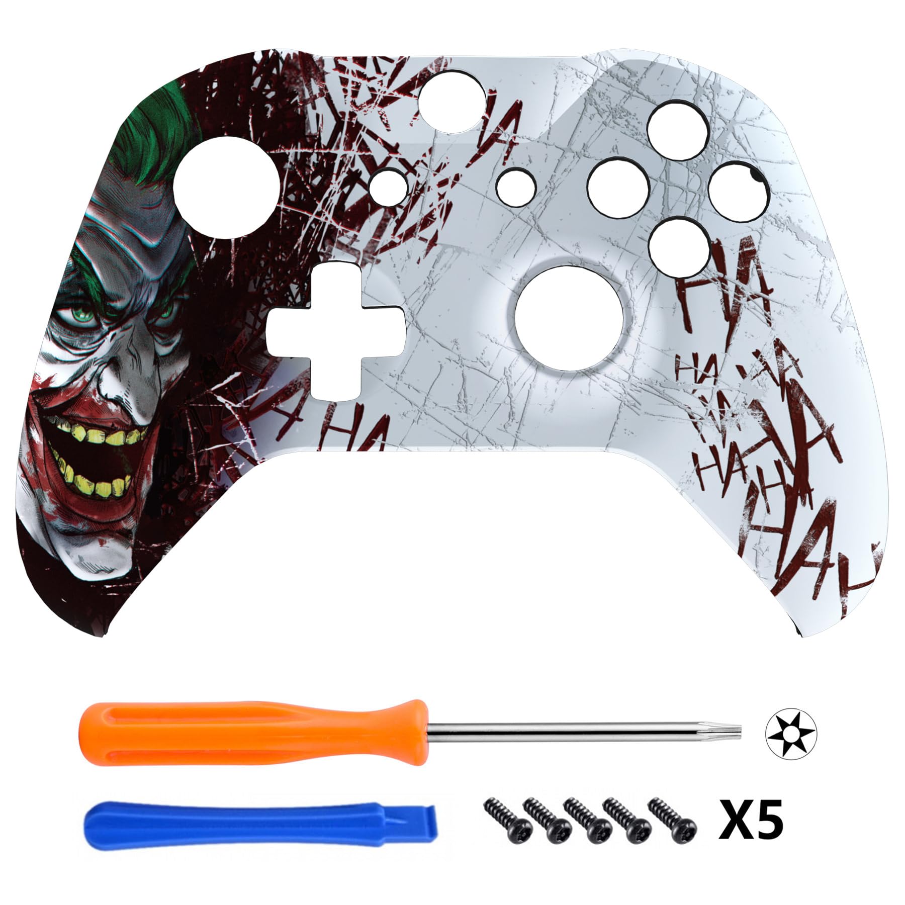 eXtremeRate Clown Hahaha Patterned Front Housing Shell Case for Xbox One S/X Controller, Soft Touch Faceplate Cover Replacement Kit for Xbox One S/X Controller (Model 1708) - Controller NOT Included