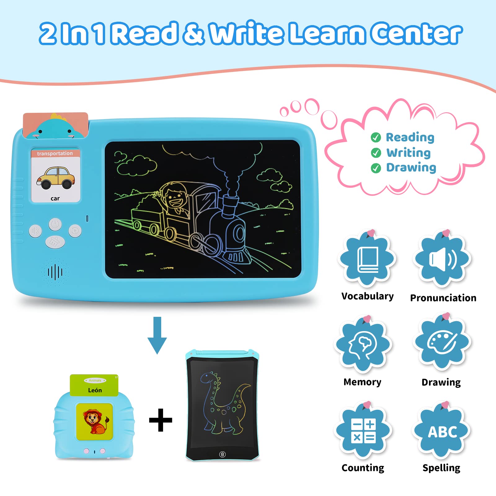 Learning Educational Toddler Toys Age 2-6, Read & Write Talking Flash Cards Speech Therapy Autism Toys Gifts for 3 4 5 6 Year Old Kids Boys and Girls, Montessori Toy 224 Sight Words LCD Writing Board