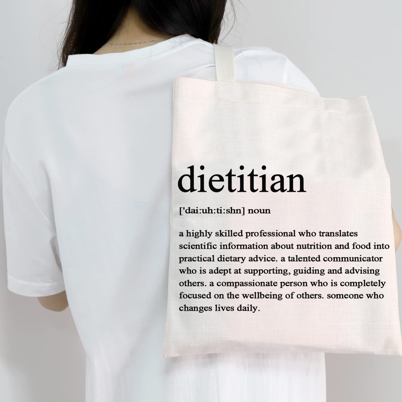 MEIKIUP Dietitian Canvas Tote Bag Shopping Bag Nutritionist Gift RD Registered Dietitian Gifts Dietitian Graduation Gift (Dietitian Tote Bag)