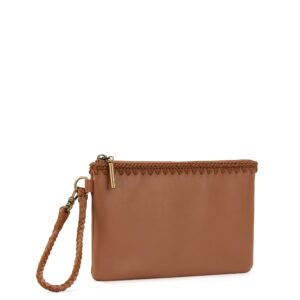 The Sak Vita Wristlet in Leather, Convertible Design with Adjustable Straps, Tobacco