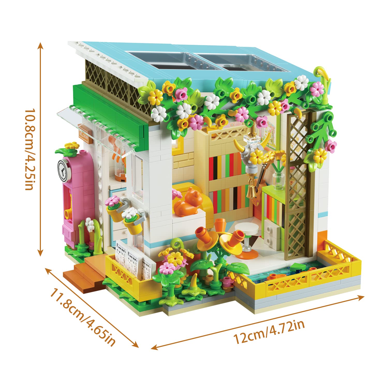 PinkBee Friends Flower House Building Block Sets, Girls Mini Greenhouse Apartment Dreamhouse Study Reading Room Bricks Kit Christmas Xmas Gifts for Adults Kids 8+ 8-12 6-12 7-9 (618 PCS)